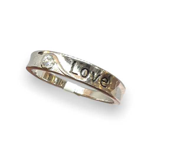 Love Engraved Silver Band Ring