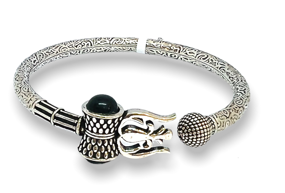Om trishul bracelet kara hindu kada trishul trident rudraksha bead ban –  www.OnlineSikhStore.com