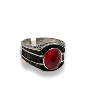Silver Oxidised Redstone Ring