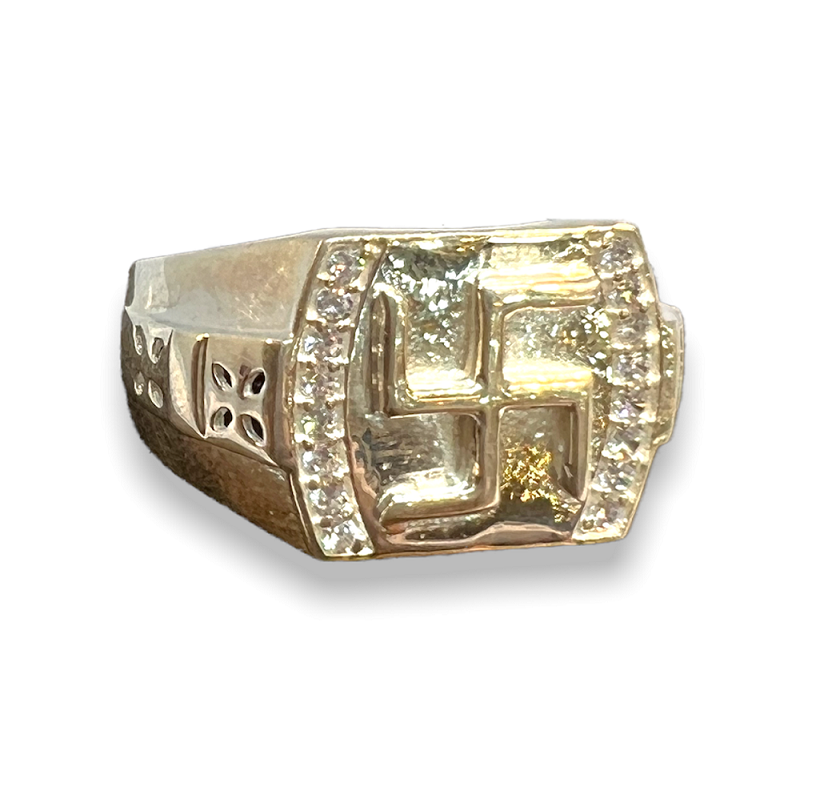 Morvi Gold Plated Lord Swastik Symbol, Bholenath, Shiva Ring for Men Women