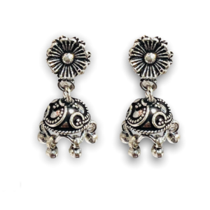 Oxidised Silver Jhumki Earrings