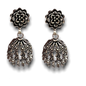 Black Rose Silver Oxidised Earrings