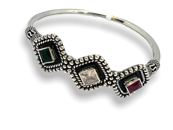 Colour Stone Oxidised Silver Bracelet