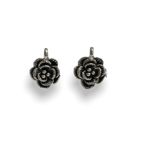 Black rose silver oxo earrings