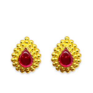 Trisha Red Stone Gold Earrings