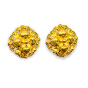 Floral Cast Gold Earrings