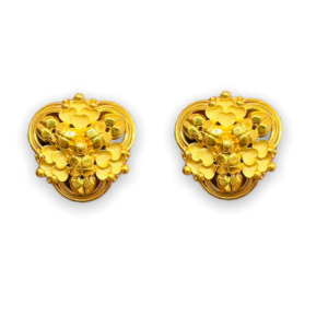 Nityangi Round Gold Floral Earrings