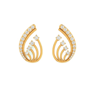 Yellow Gold Round Embeded  Diamond Earring For Women