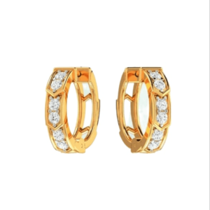 American Diamond U Shape 22K Yellow Gold Earring