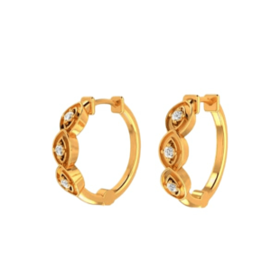 Nirantara Round Yellow Gold American Diamond Earring