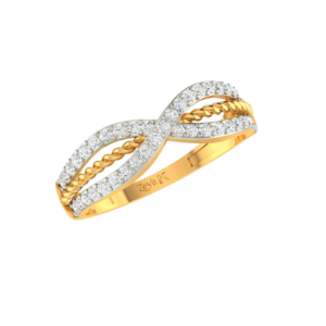 Diamond Round Shape 22K Yellow Gold Ring