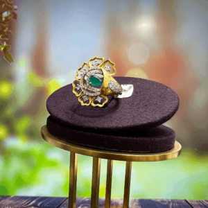 Sehgal Gold Green Stone Flower Ring