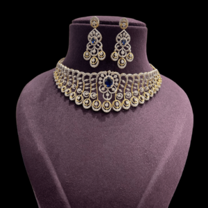 Blue Stone Diamond Necklace Set