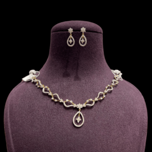 Red Stone Diamond Necklace Set For Women