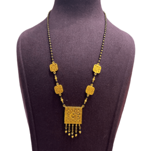 Sehgal Gold Believe Pendant With Black Beaded Chain