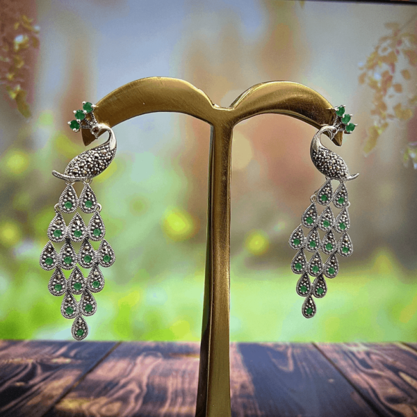 Sehgal Gold Peacock Siver Oxidised Earring