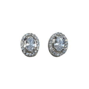 Round American Diamond Sterling Silver Earring