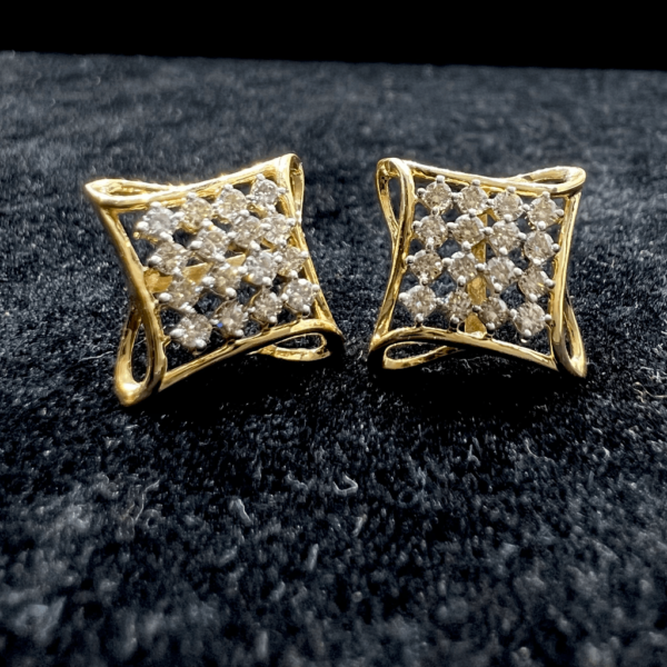Square Shaped Diamond Stud Earring