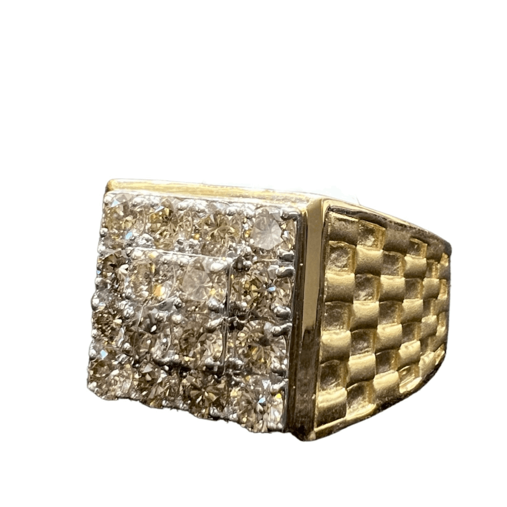 40 Carat Diamond Yellow Gold Greek Key Design Unisex Ring -  petersuchyjewelers