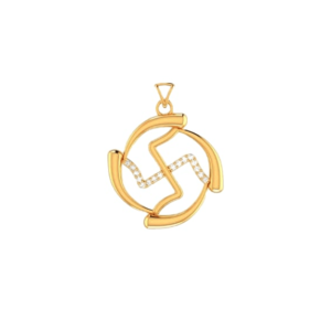 Swastik 22K Yellow Gold Pendant For Women