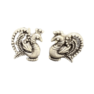 Silver Oxidised Peacock Earring