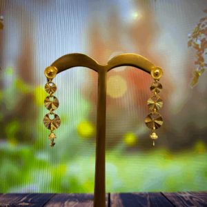 Yellow Gold Long Drop Circle Earrings