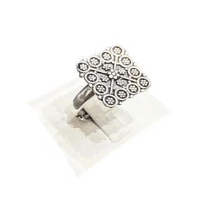 Oxidised Silver Floral Cast Ring