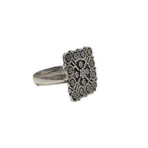 Oxidised Silver Floral Cast Ring