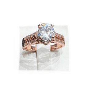 Rose Gold Sterling Silver Solitare Ring