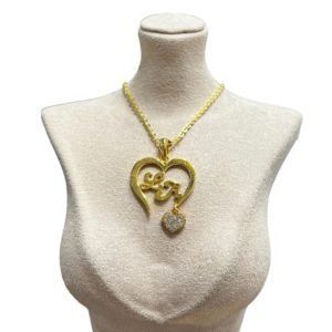 Yellow Gold Heart Cupid Charm Pendant