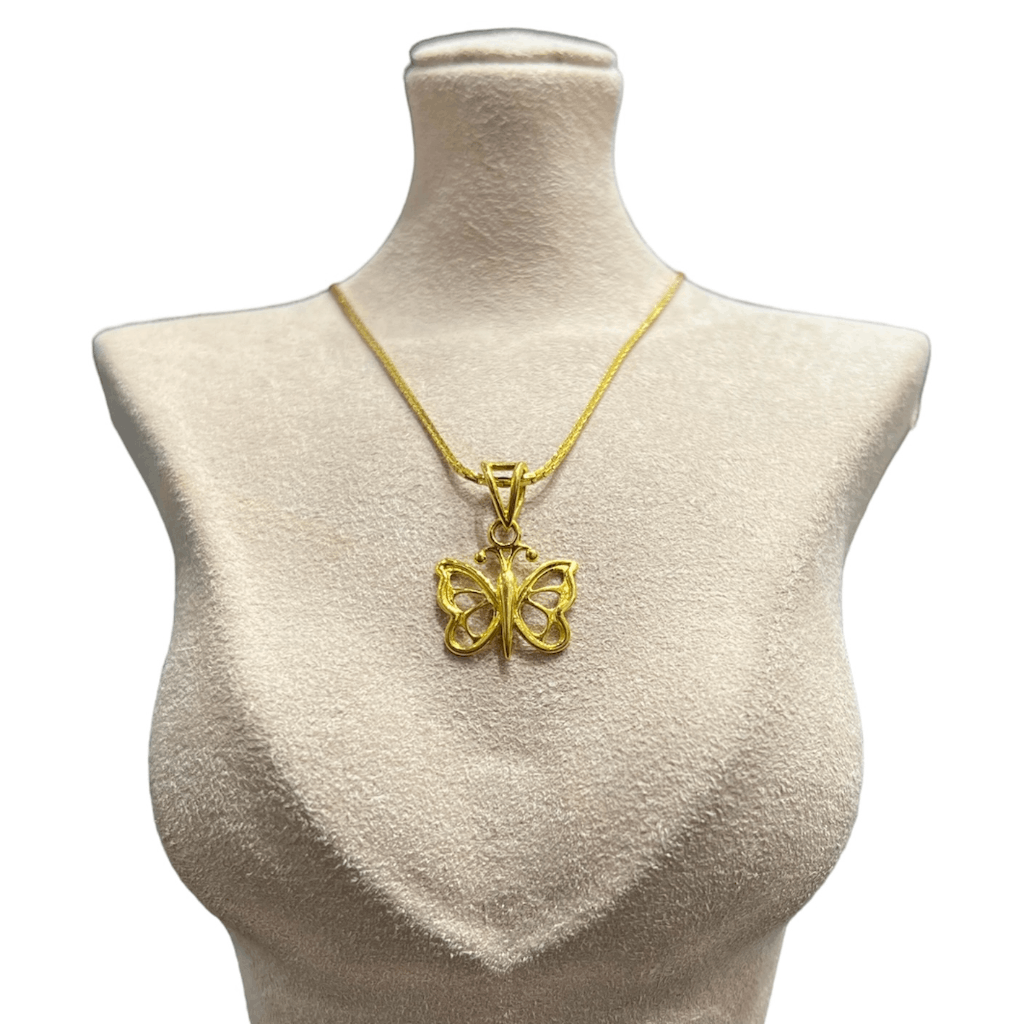 Italian Gold Diamond-Cut Butterfly Necklace in 14K Gold | Peoples Jewellers