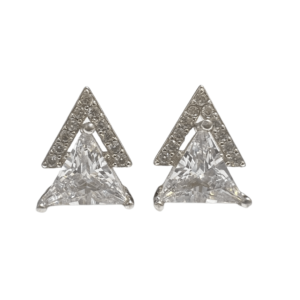 Silver Zircon Triangle Studs Earring