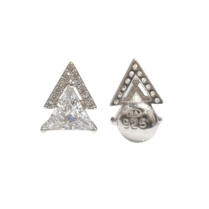 Silver Zircon Triangle Studs Earring
