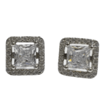 Sterling Silver Shimmering  Square Stud Earring