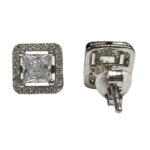 Sterling Silver Shimmering  Square Stud Earring