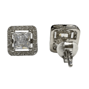 Sterling Silver Shimmering  Square Stud Earring