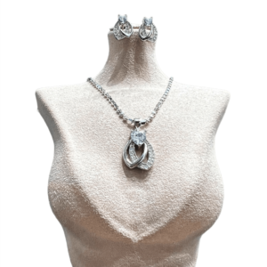 Sterling Silver Solitare Pendant With Earring