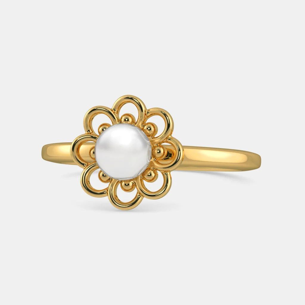22K Gold Women's Ring With Pearl - 1-235-GR3742 in 3.700 Grams