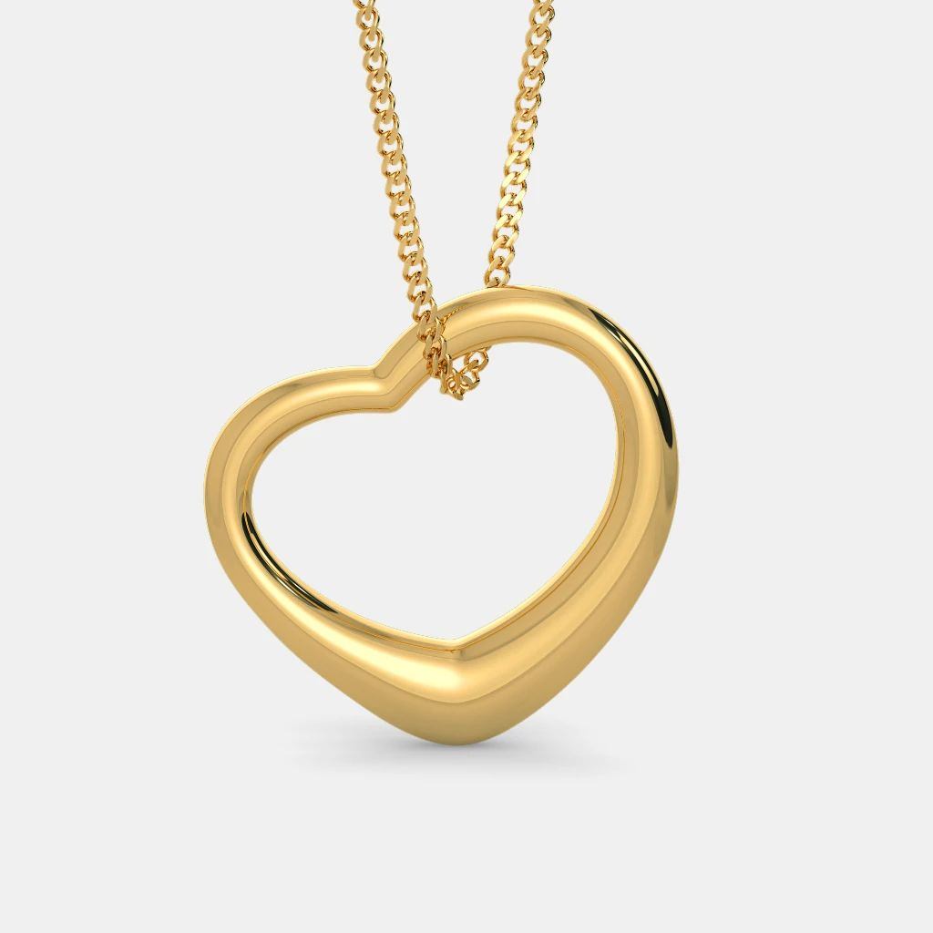 9ct Gold Two Tone 16mm Floating Heart Pendant | Angus & Coote