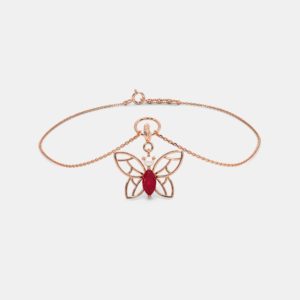 Rose Gold Red Ruby (Manik) Butterfly Charms