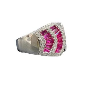 Silver Zircon Pink Stone Sunshine Ring