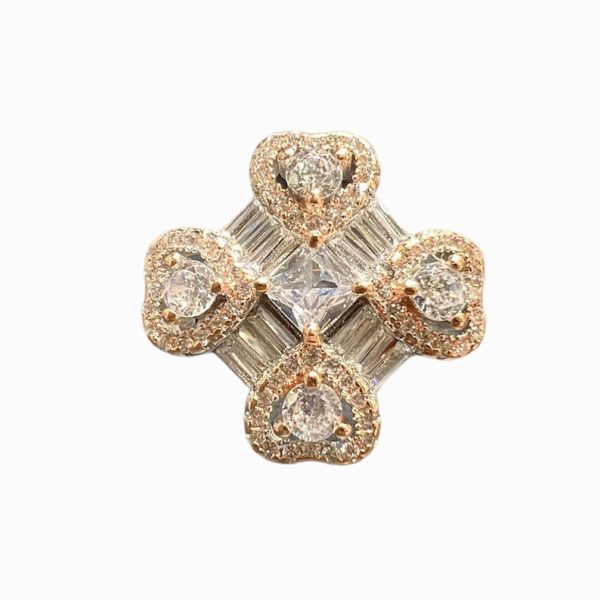 Sterling Silver Square Studded Disc Ring