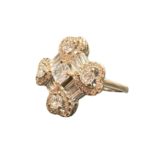 Sterling Silver Square Studded Disc Ring