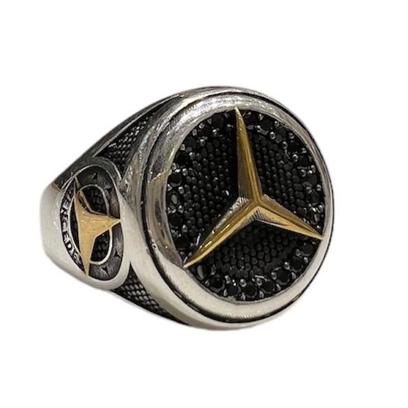 Oxidised Silver Mercedes Logo Ring | SEHGAL GOLD ORNAMENTS PVT. LTD.