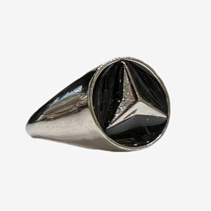 Silver Oxidised Mercedes Logo Ring