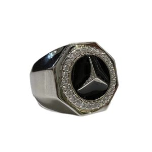 Oxidised Statement Silver Mercedes Ring