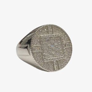 Silver Zircon Layered Ring