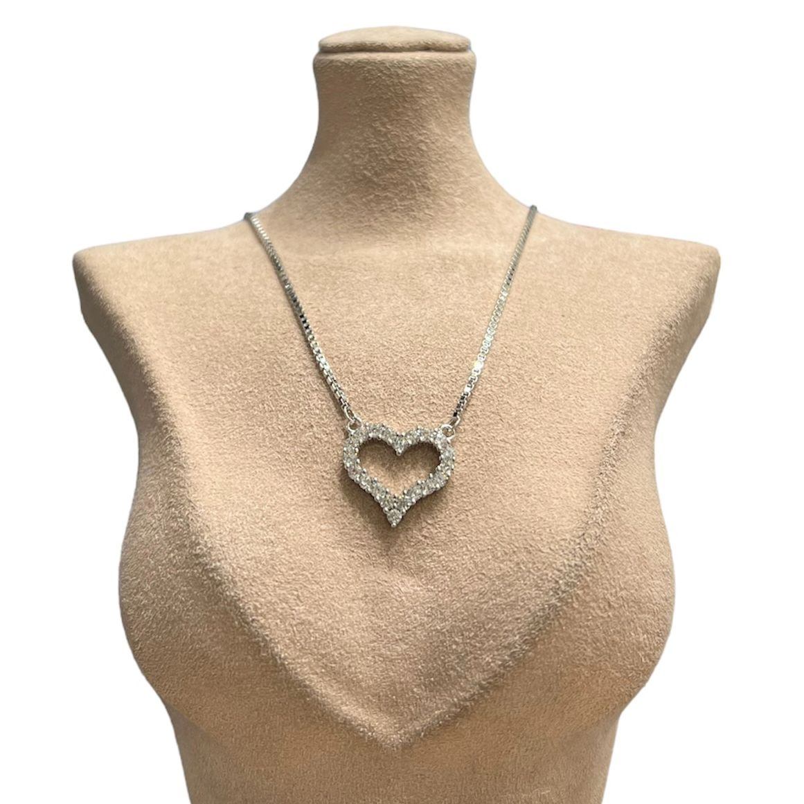 Shop Diamond Look Heart Necklace In 925 Silver