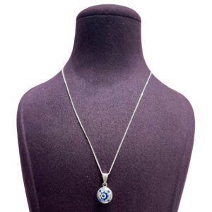 Silver Evil Eye Pendant With Chain