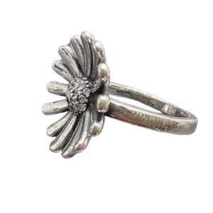 Oxidised Silver Flower Blossom Ring